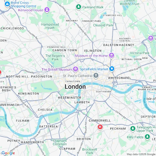Map showing the London office area in Covent Garden